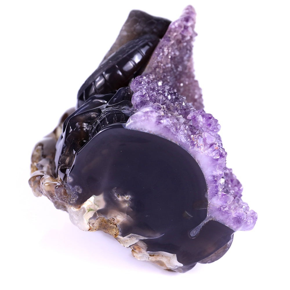 5.0" Amethyst Cluster Human Skull with Snake Carving Sculpture piece 3100161 view 10