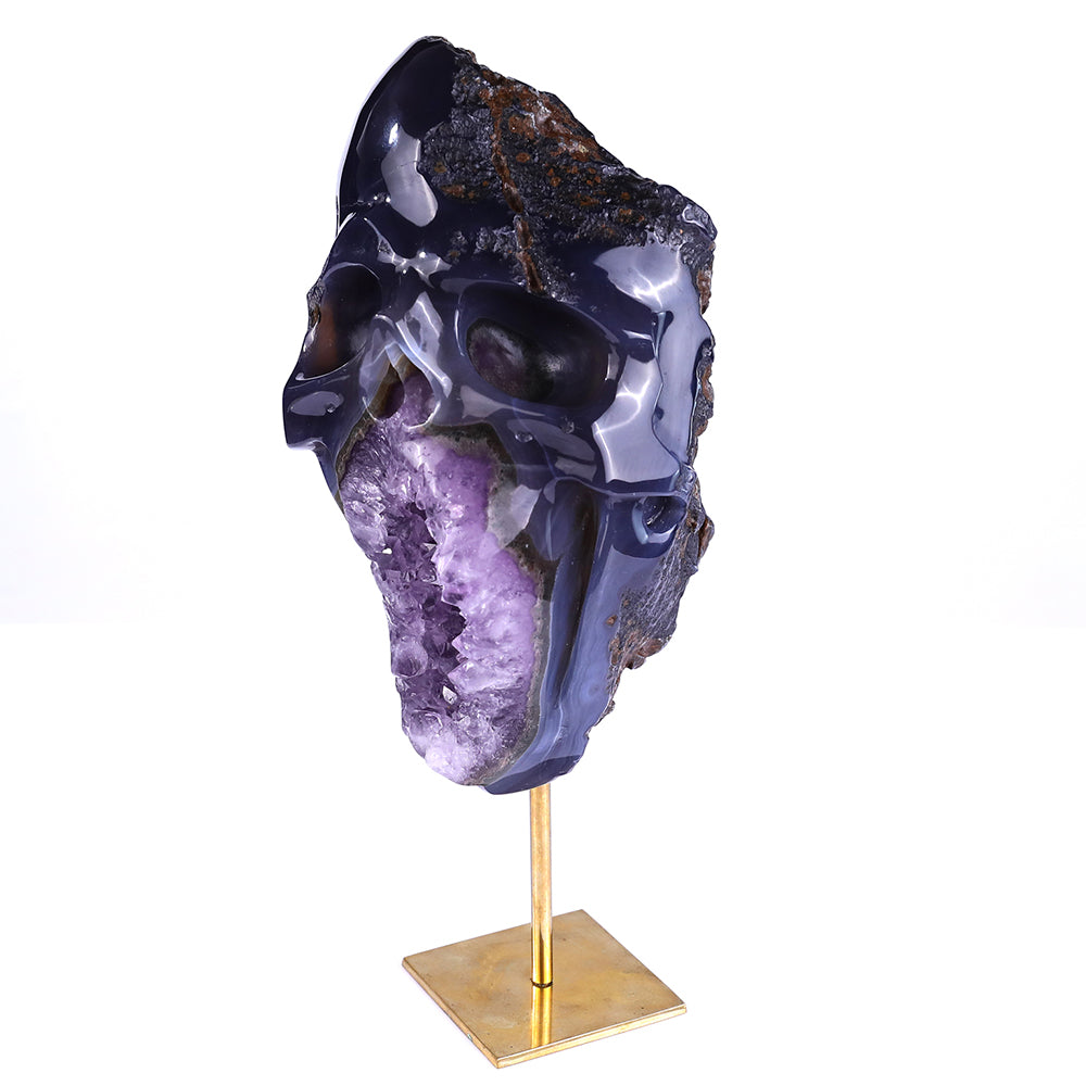 4.5" Amethyst Cluster Human Skull Carving Sculpture piece 3100162 view 10