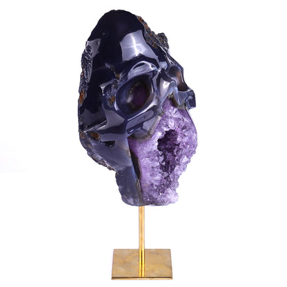 4.5" Amethyst Cluster Human Skull Carving Sculpture piece 3100162 view 2