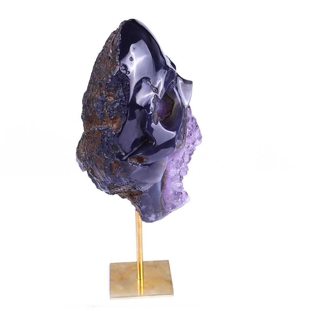 4.5" Amethyst Cluster Human Skull Carving Sculpture piece 3100162 view 3