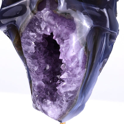 4.5" Amethyst Cluster Human Skull Carving Sculpture piece 3100162 view 8