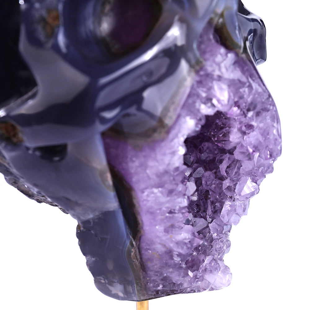 4.5" Amethyst Cluster Human Skull Carving Sculpture piece 3100162 view 9