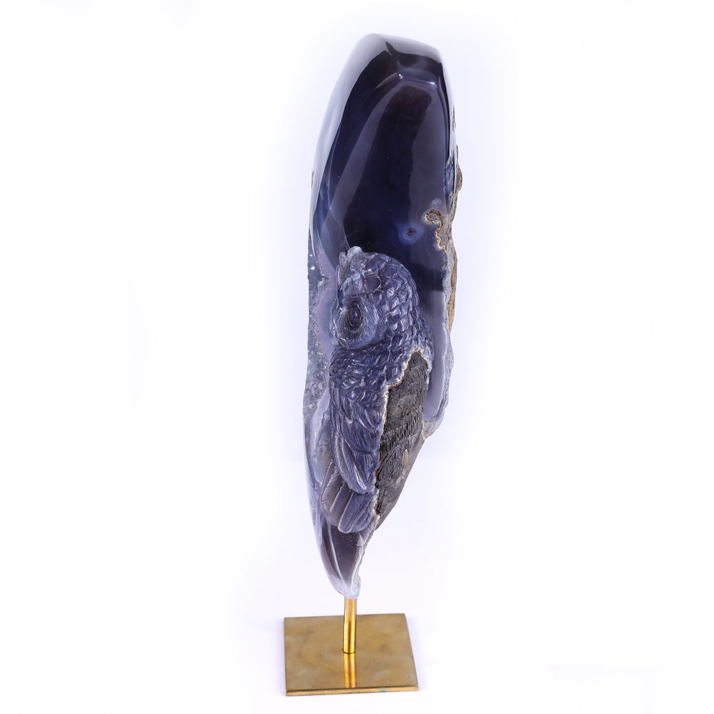 6.1" Clear Quartz Cluster Crescent Owl Carving Sculpture piece 3100164 view 6