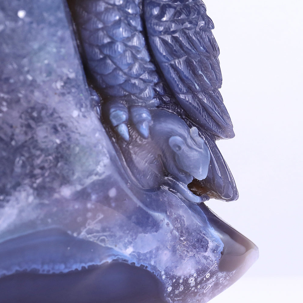 6.1" Clear Quartz Cluster Crescent Owl Carving Sculpture piece 3100164 view 7