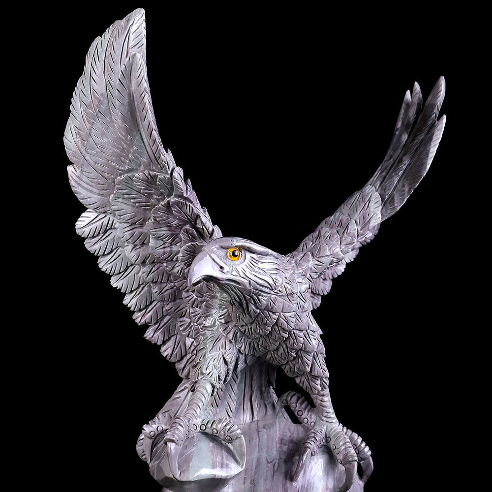10.2" Kowloon Jade Eagle Carving Sculpture piece 3100166 view 6