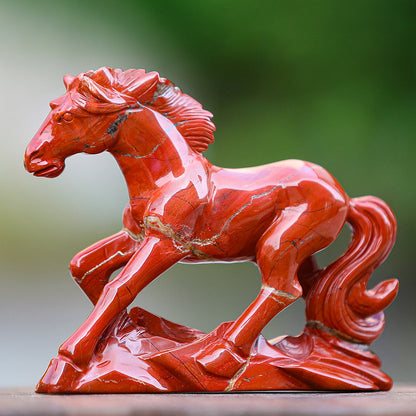 6.3" Red Jasper Horse Carving Sculpture piece 3100170 view 2