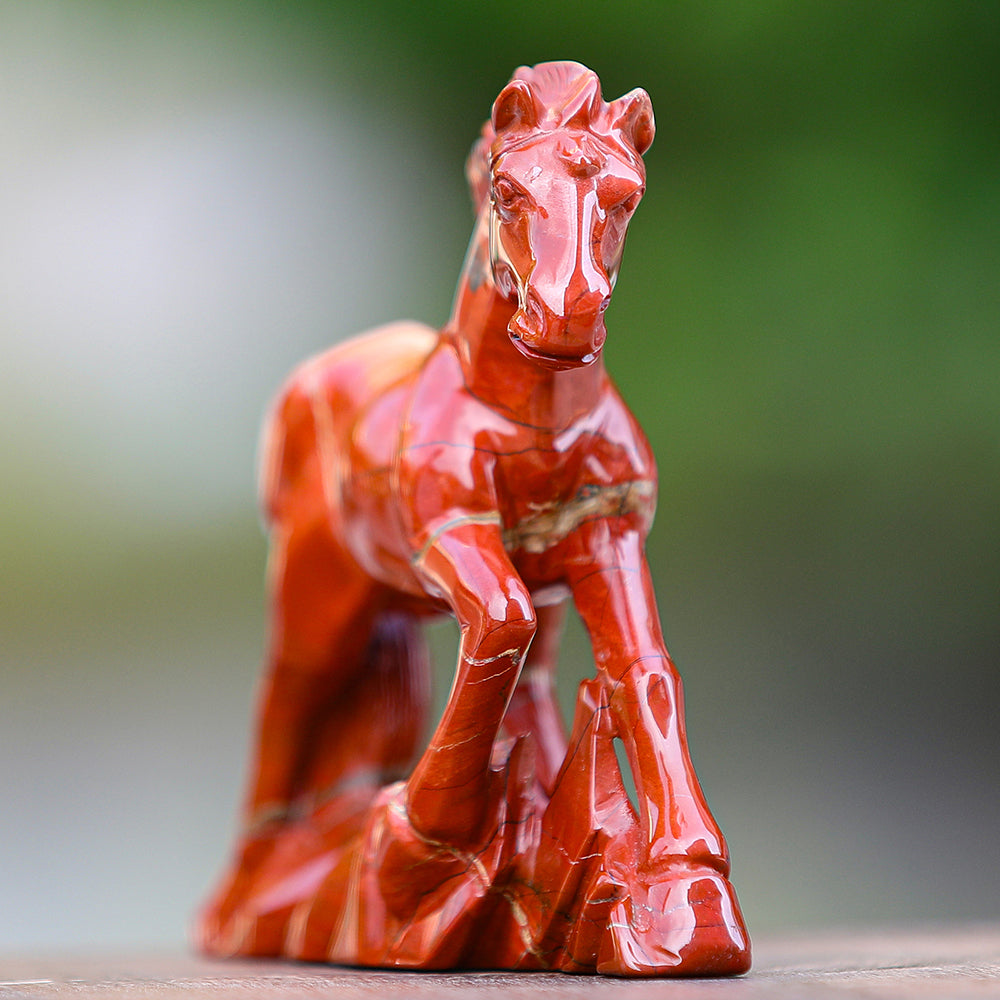 6.3" Red Jasper Horse Carving Sculpture piece 3100170 view 4