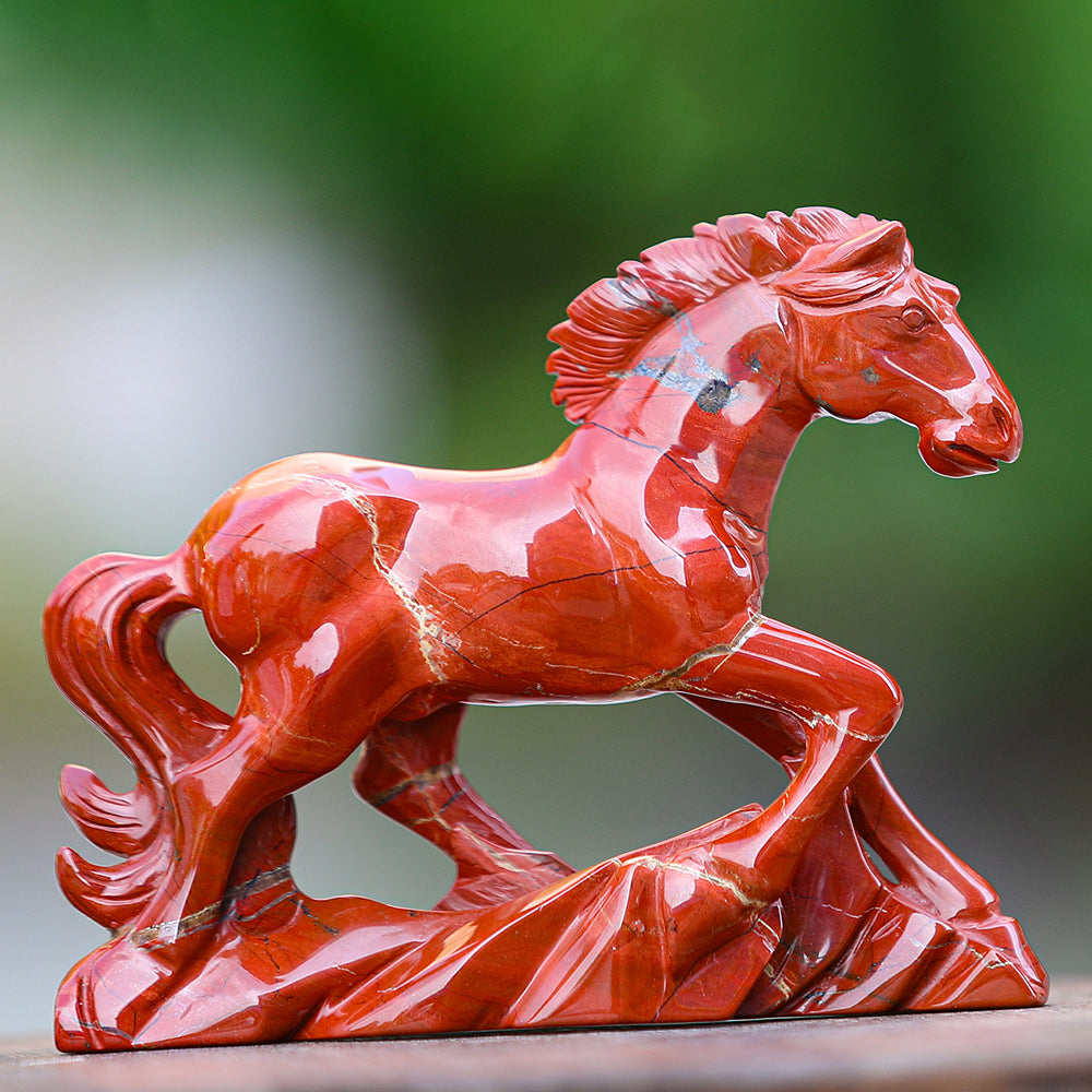 6.3" Red Jasper Horse Carving Sculpture piece 3100170 view 7