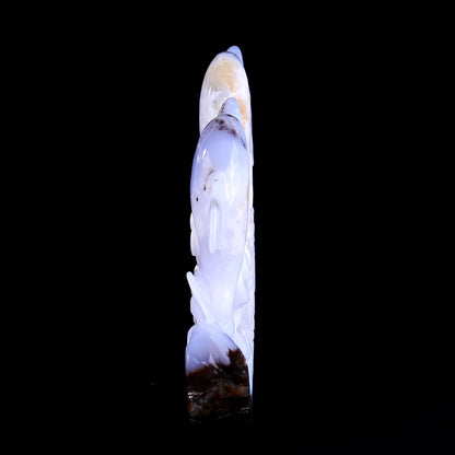 11.0" Blue Chalcedony Geode Dolphins Carving Sculpture piece 3100201 view 3