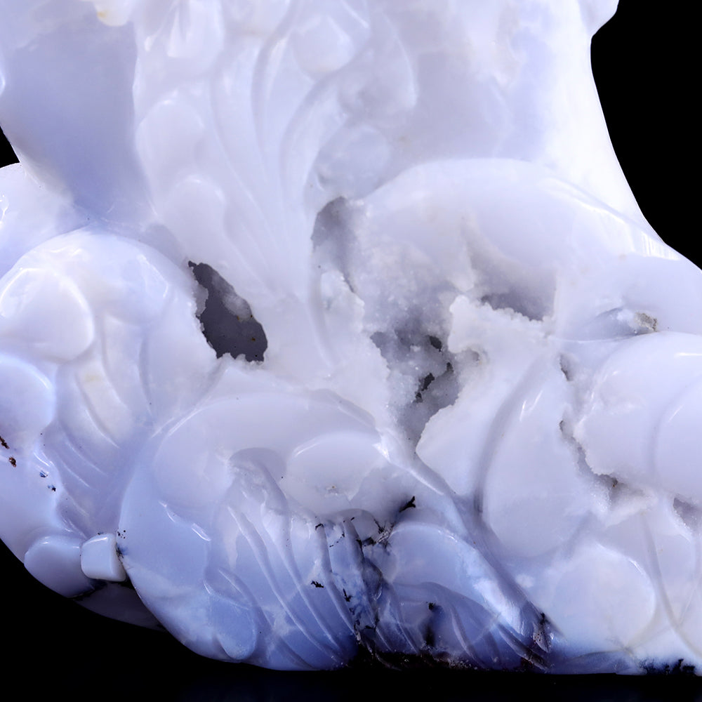 11.0" Blue Chalcedony Geode Dolphins Carving Sculpture piece 3100201 view 7