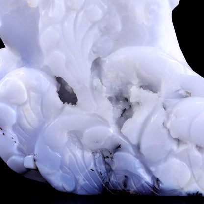 11.0" Blue Chalcedony Geode Dolphins Carving Sculpture piece 3100201 view 7