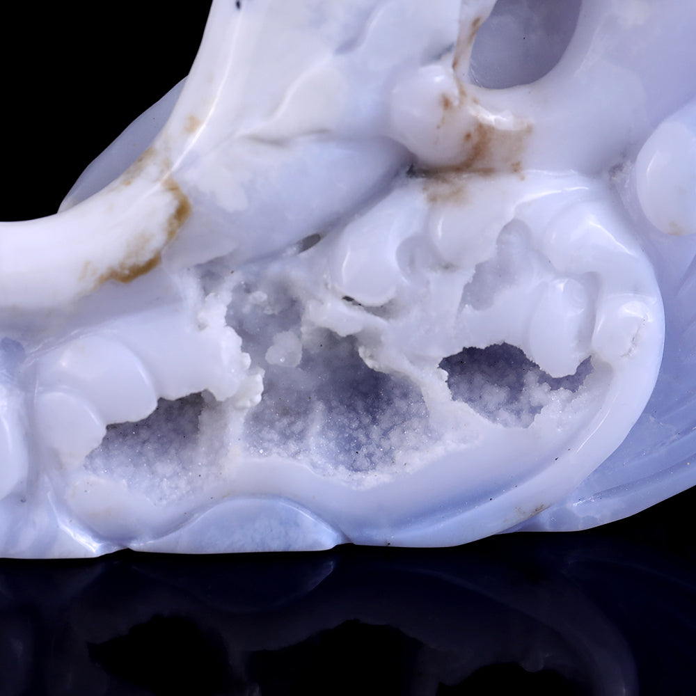 11.0" Blue Chalcedony Geode Dolphins Carving Sculpture piece 3100201 view 9