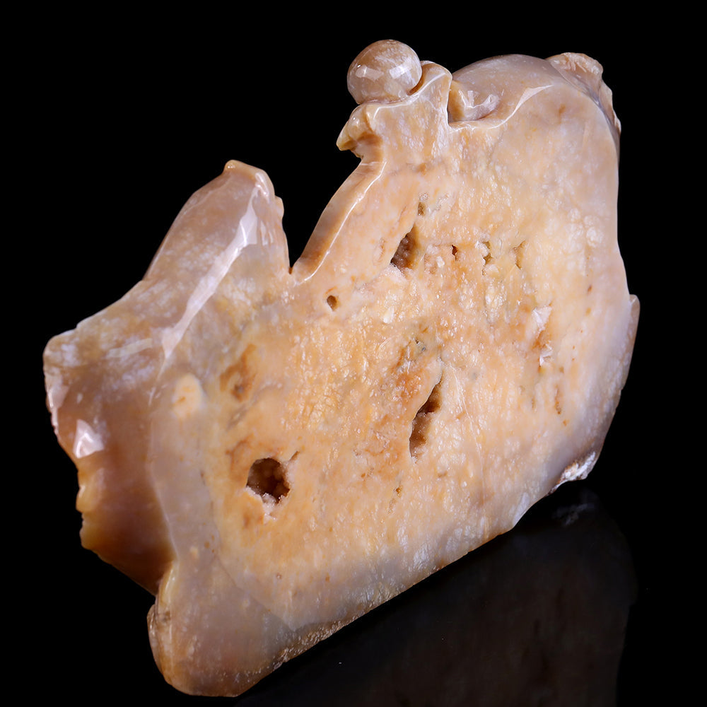 10.6" Yellow Chalcedony Double Fish Playing with Ball Carving Sculpture piece 3100202 view 12