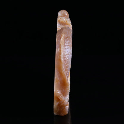 10.6" Yellow Chalcedony Double Fish Playing with Ball Carving Sculpture piece 3100202 view 3