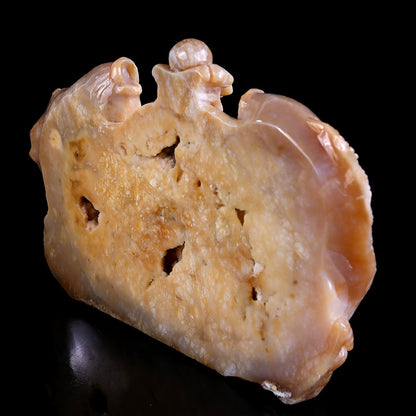 10.6" Yellow Chalcedony Double Fish Playing with Ball Carving Sculpture piece 3100202 view 4