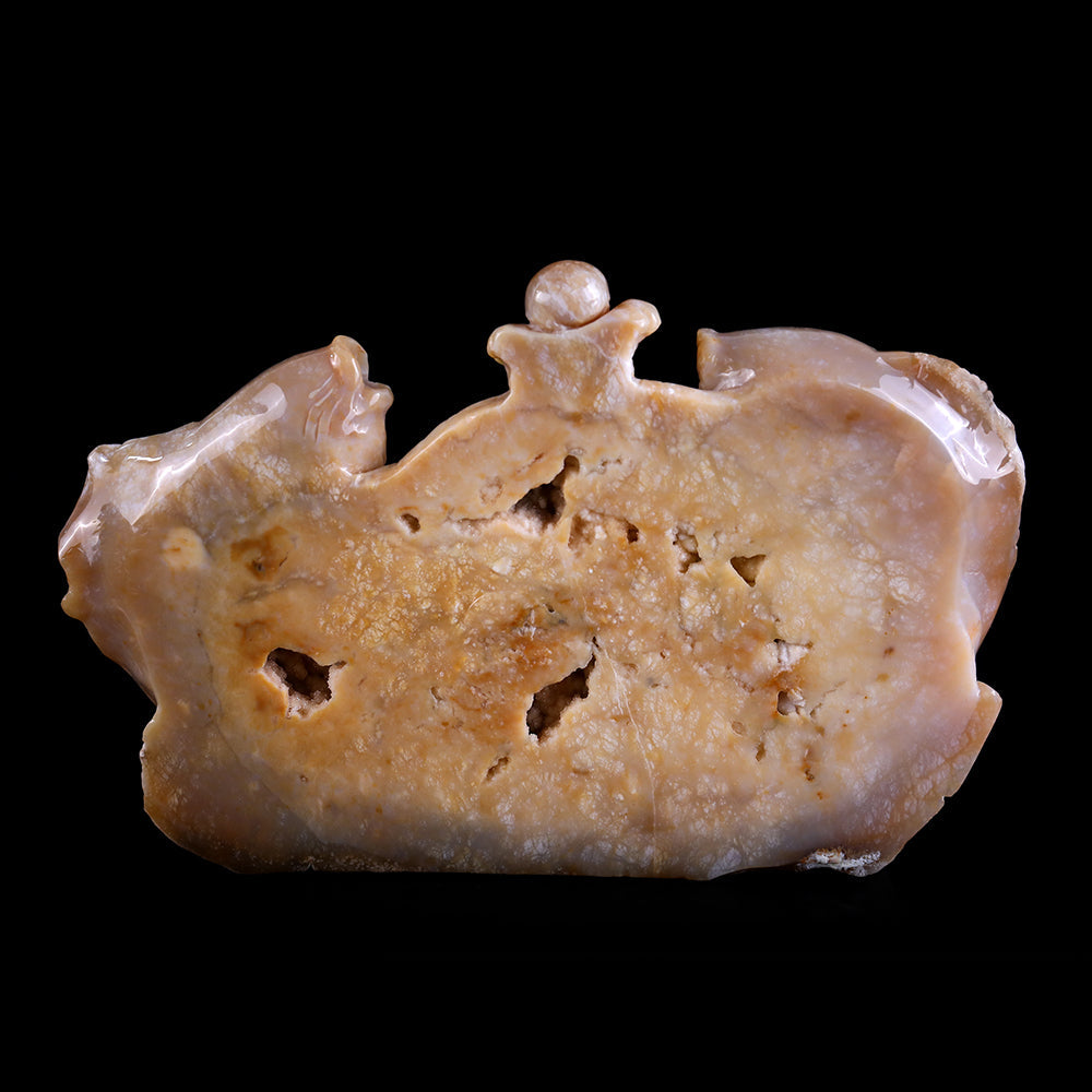 10.6" Yellow Chalcedony Double Fish Playing with Ball Carving Sculpture piece 3100202 view 5