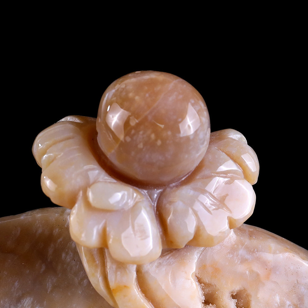 10.6" Yellow Chalcedony Double Fish Playing with Ball Carving Sculpture piece 3100202 view 7