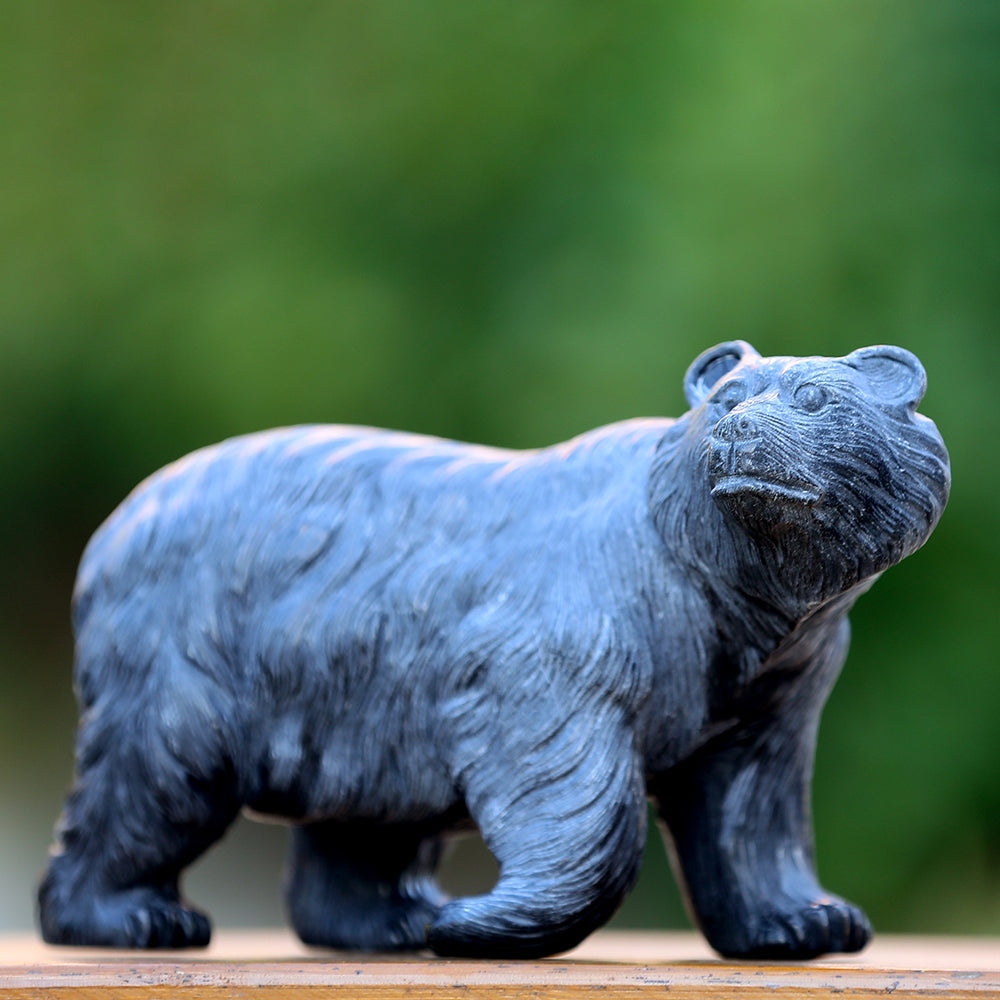 Nicedony 8.7" Textured Black Obsidian Polar Bear Carving Sculpture (SKU: 3100204) - Photo 3