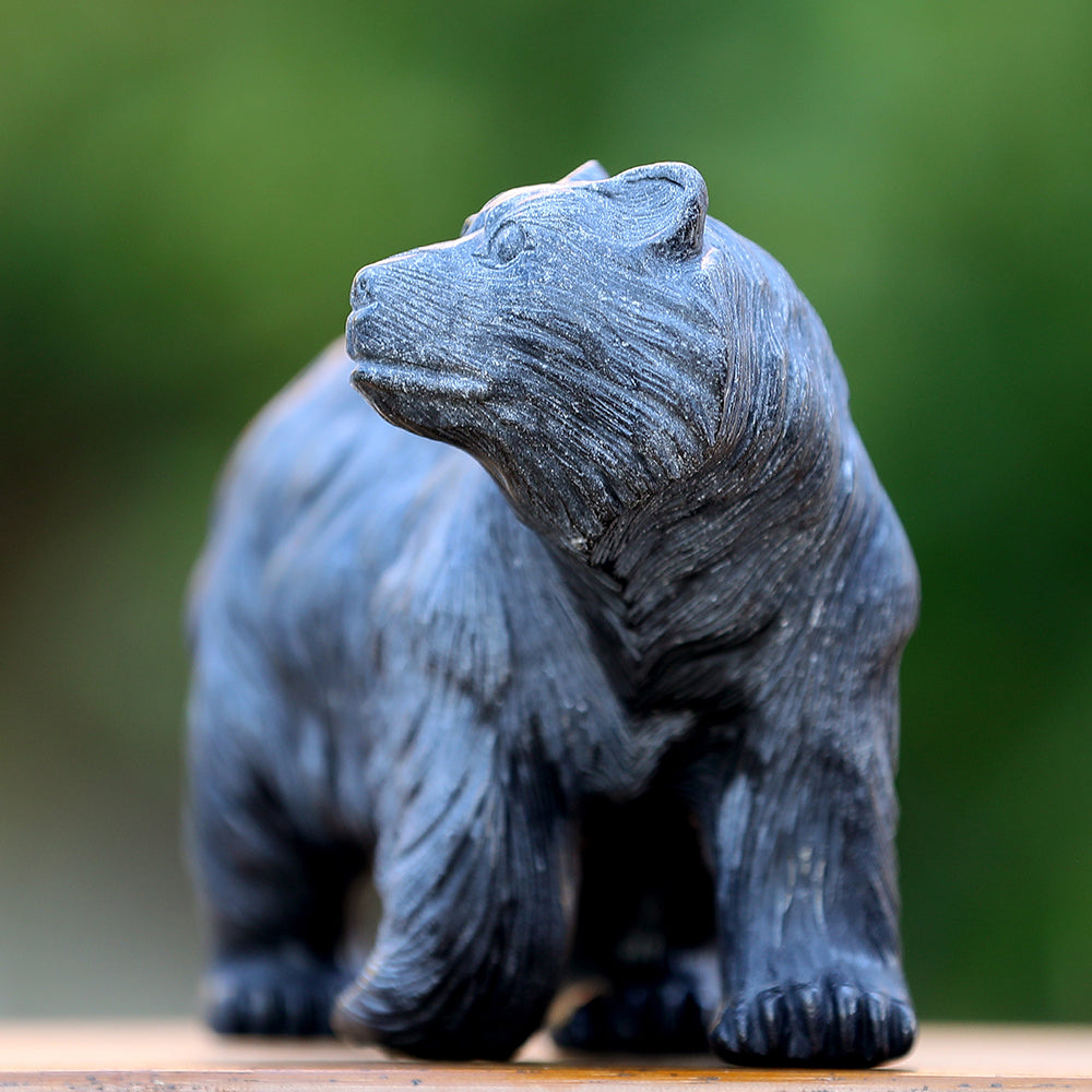 Nicedony 8.7" Textured Black Obsidian Polar Bear Carving Sculpture (SKU: 3100204) - Photo 5