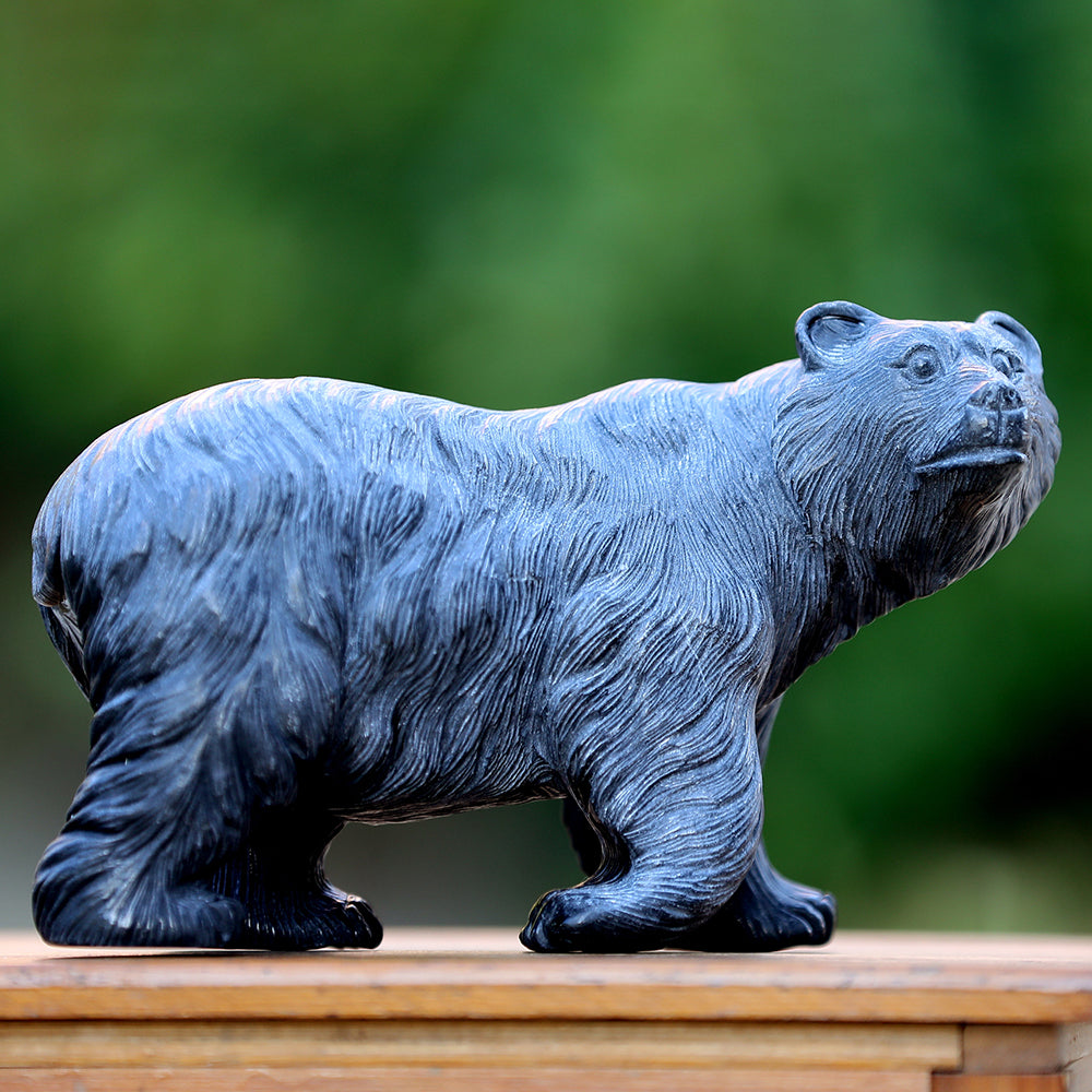 Nicedony 8.7" Textured Black Obsidian Polar Bear Carving Sculpture (SKU: 3100204) - Photo 8