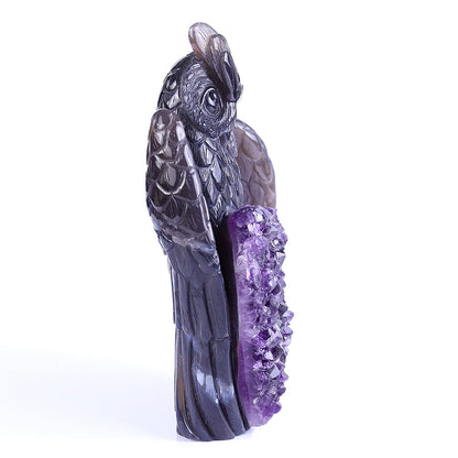5.5" Amethyst Cluster Owl Carving Sculpture piece 3100236 view 3