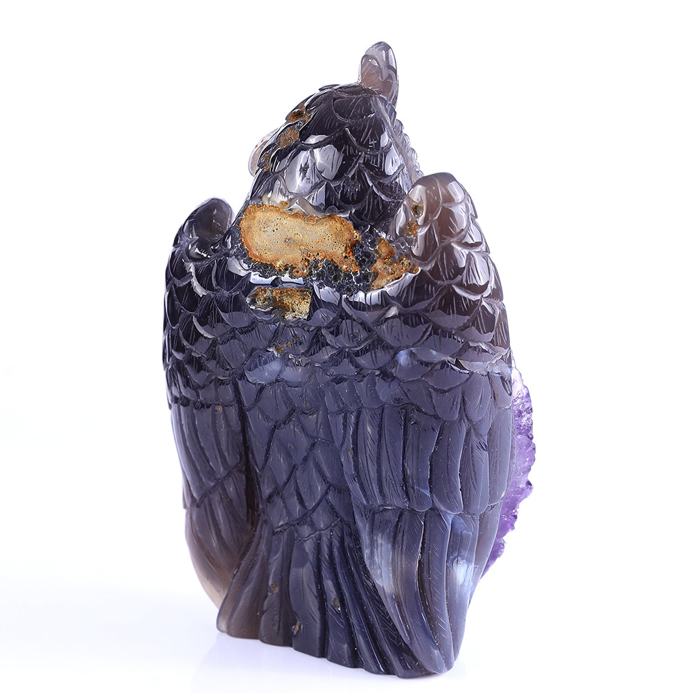 5.5" Amethyst Cluster Owl Carving Sculpture piece 3100236 view 4