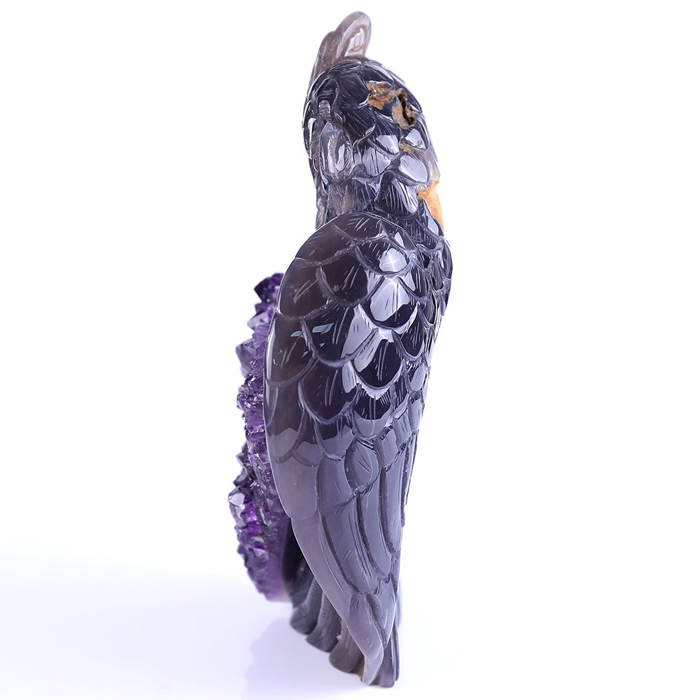 5.5" Amethyst Cluster Owl Carving Sculpture piece 3100236 view 7
