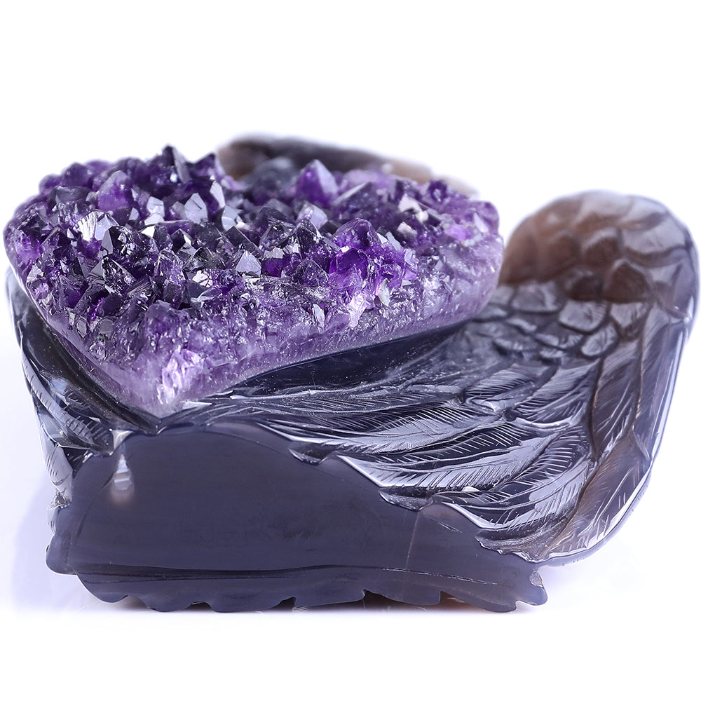 5.5" Amethyst Cluster Owl Carving Sculpture piece 3100236 view 8