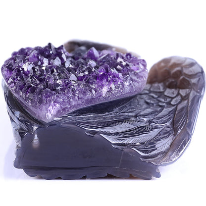 5.5" Amethyst Cluster Owl Carving Sculpture piece 3100236 view 8