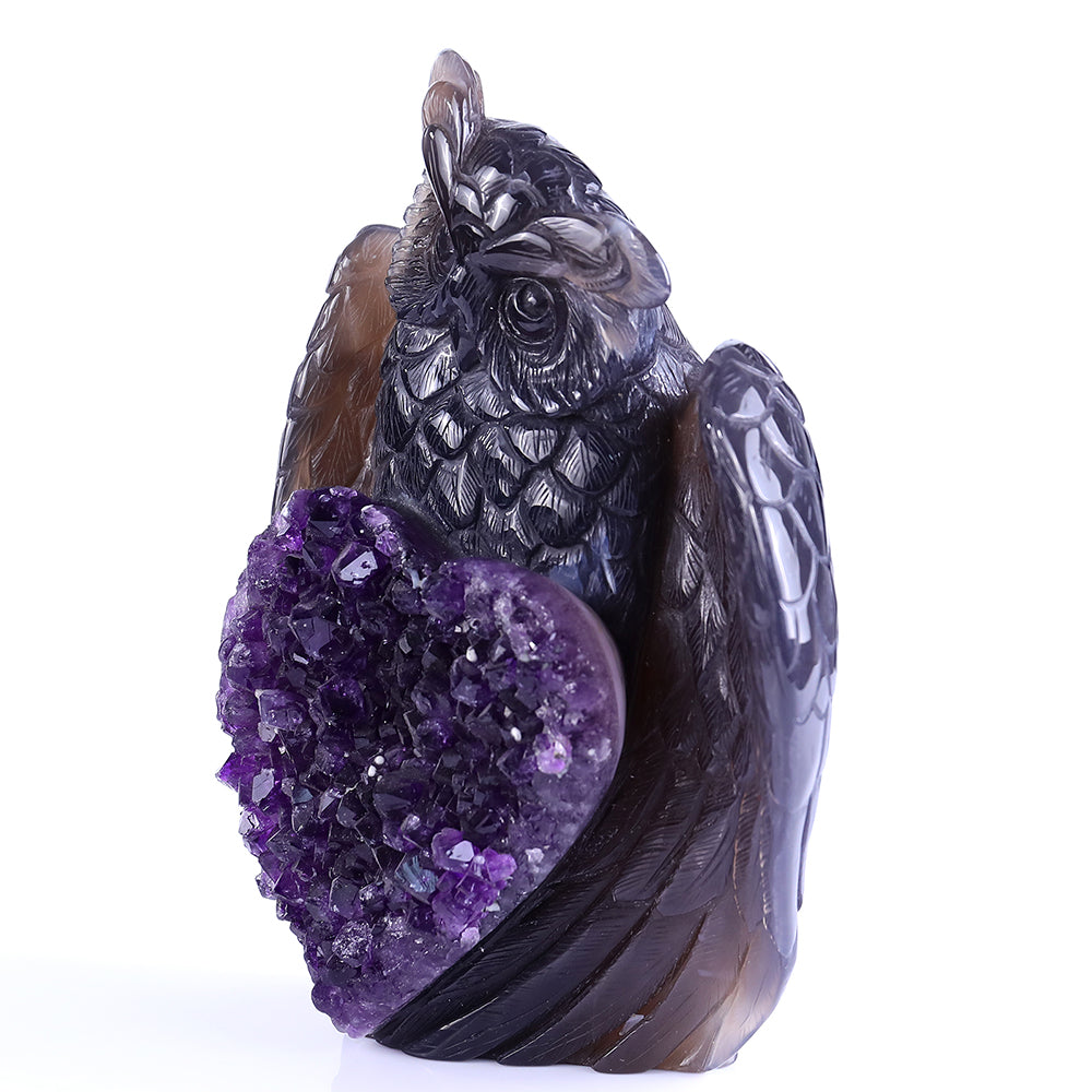 5.5" Amethyst Cluster Owl Carving Sculpture piece 3100236 view 9