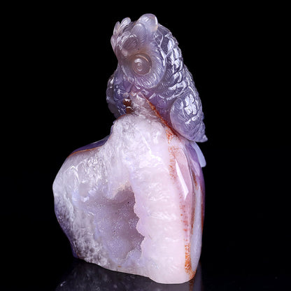 4.3" Geode Agate Owl Carving Sculpture piece 3100239 view 10