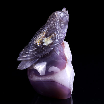 4.3" Geode Agate Owl Carving Sculpture piece 3100239 view 3