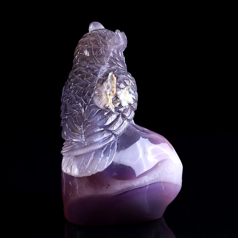 4.3" Geode Agate Owl Carving Sculpture piece 3100239 view 4