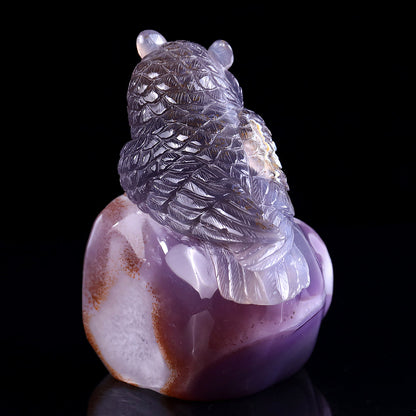 4.3" Geode Agate Owl Carving Sculpture piece 3100239 view 5