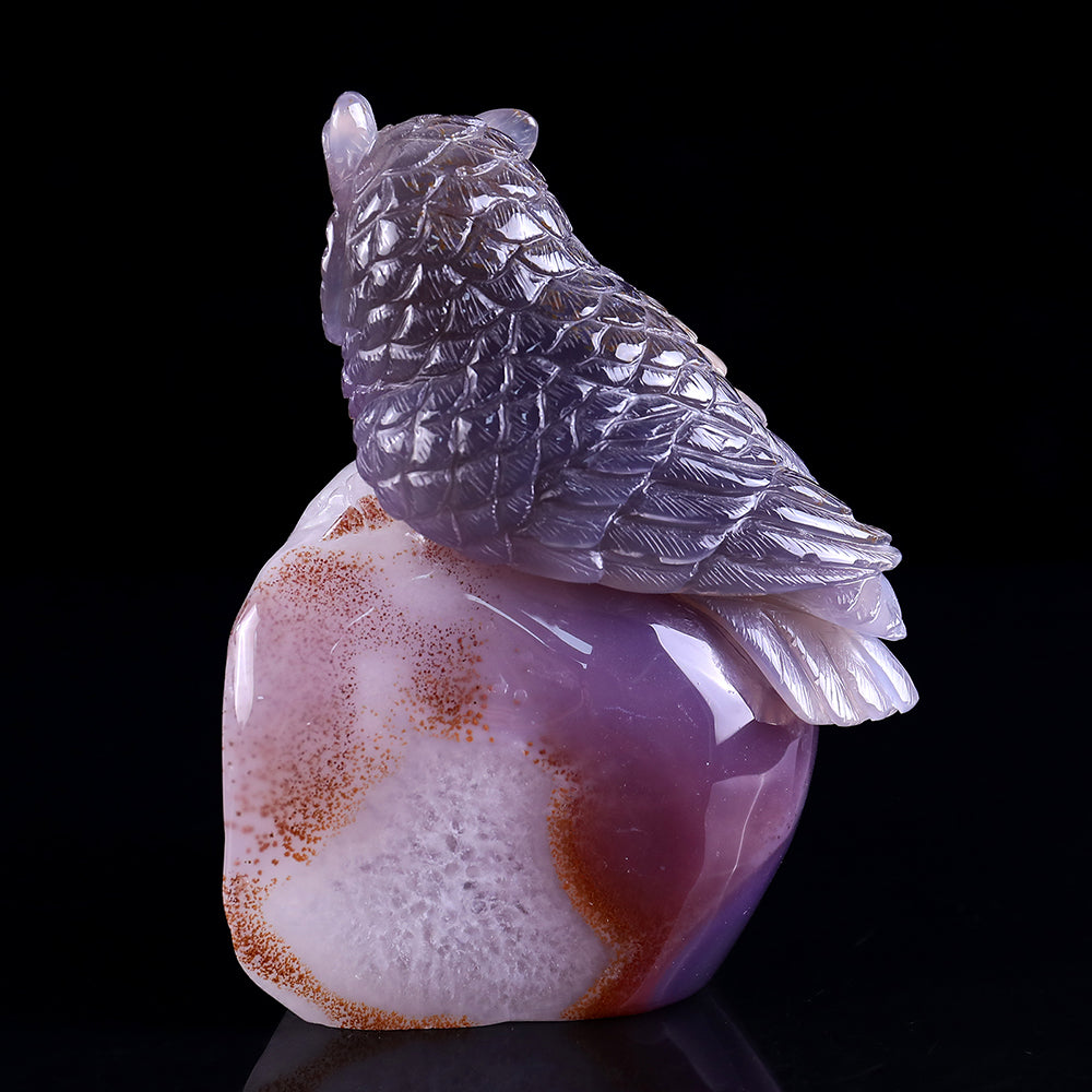 4.3" Geode Agate Owl Carving Sculpture piece 3100239 view 6