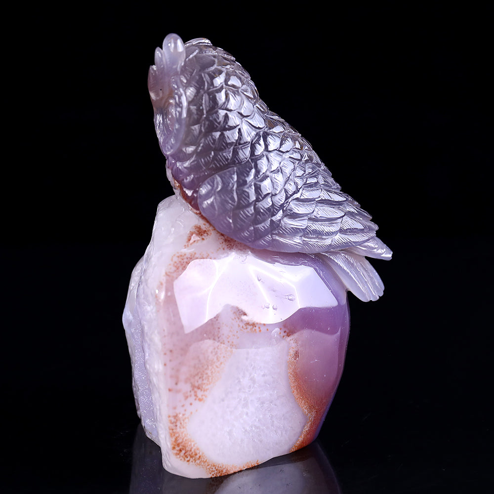 4.3" Geode Agate Owl Carving Sculpture piece 3100239 view 7
