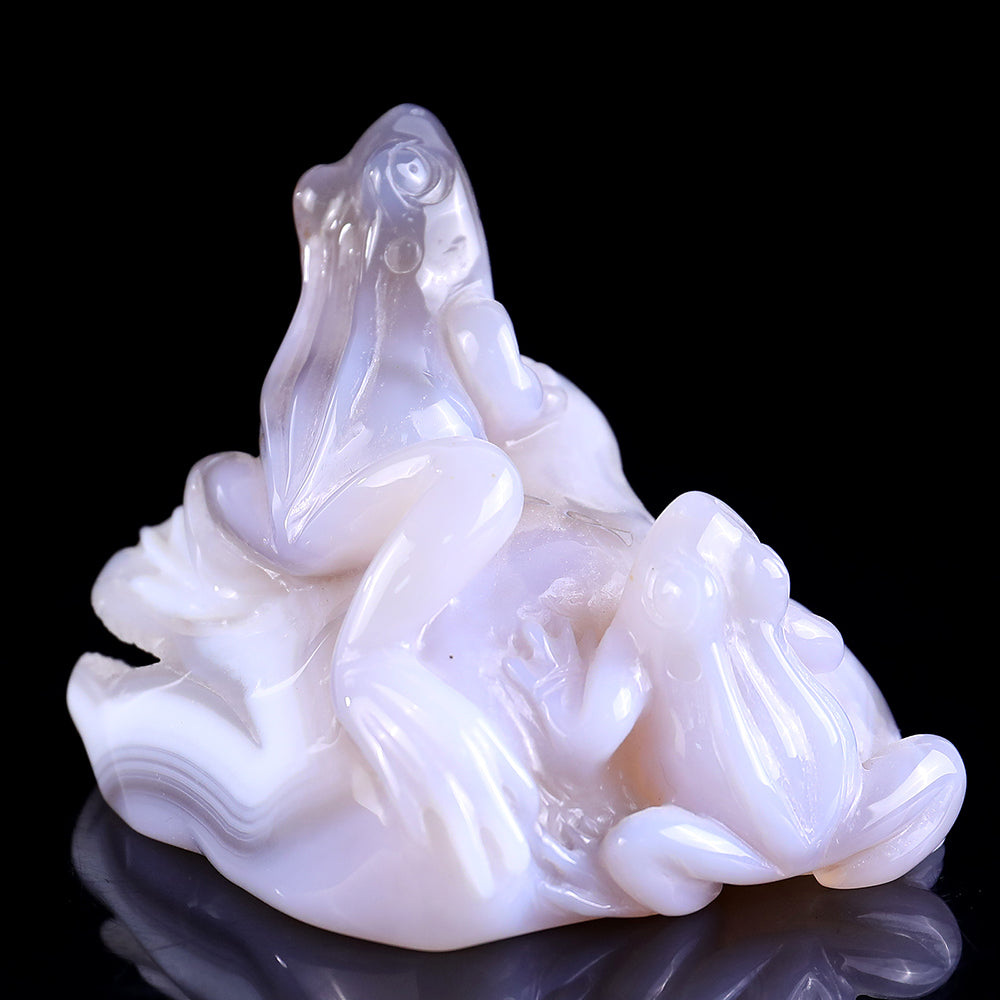 3.7" Geode Agate Frog Carving Sculpture piece 3100246 view 4