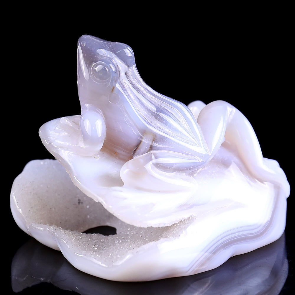 3.7" Geode Agate Frog Carving Sculpture piece 3100246 view 6