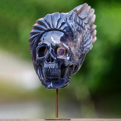 5.1" Amethyst Geode Indian Human Skull Carving Sculpture piece 3100252 view 10