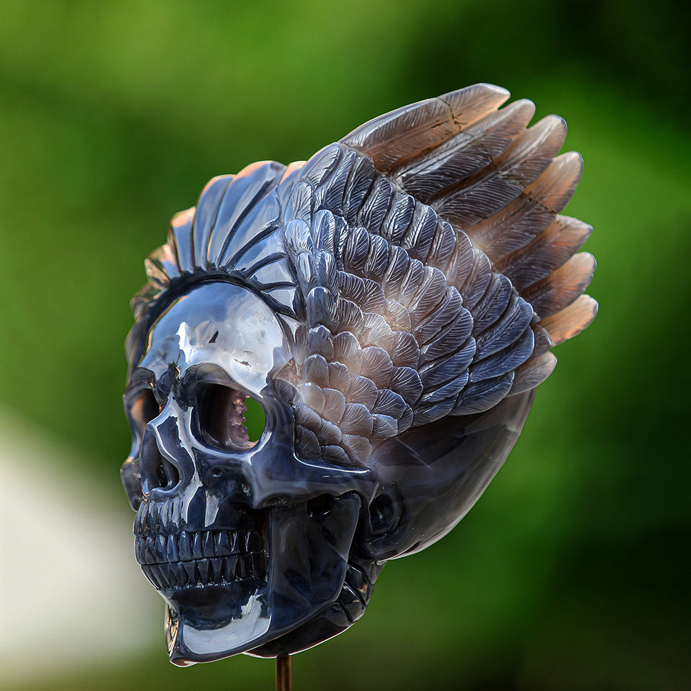 5.1" Amethyst Geode Indian Human Skull Carving Sculpture piece 3100252 view 3