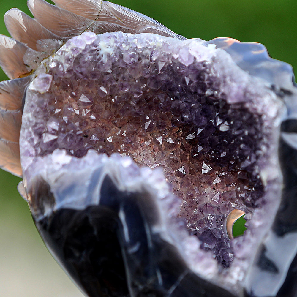 5.1" Amethyst Geode Indian Human Skull Carving Sculpture piece 3100252 view 5