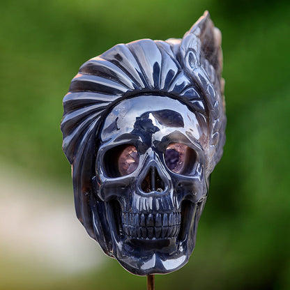 5.1" Amethyst Geode Indian Human Skull Carving Sculpture piece 3100252 view 8
