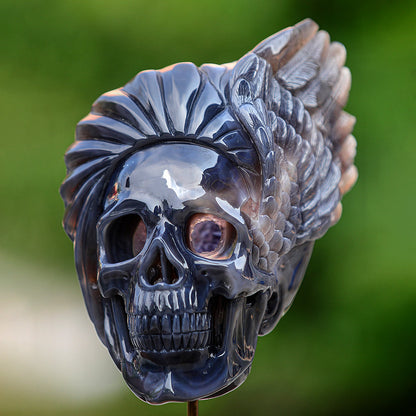 5.1" Amethyst Geode Indian Human Skull Carving Sculpture piece 3100252 view 9
