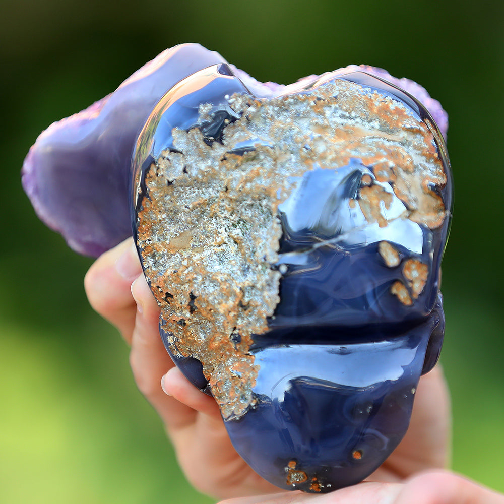 4.8" Amethyst Cluster Human Skull Carving Sculpture piece 3100255 view 10