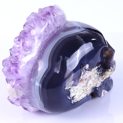 8.4" Amethyst Cluster Human Skull Carving Sculpture piece 3100256 view 5