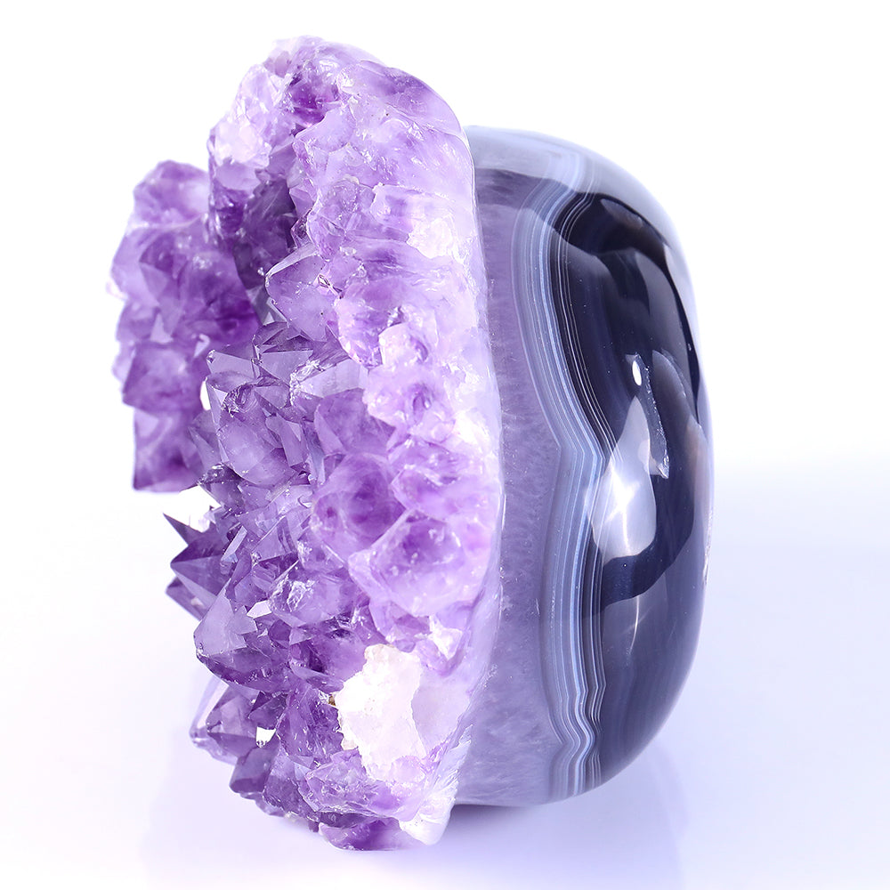 8.4" Amethyst Cluster Human Skull Carving Sculpture piece 3100256 view 6