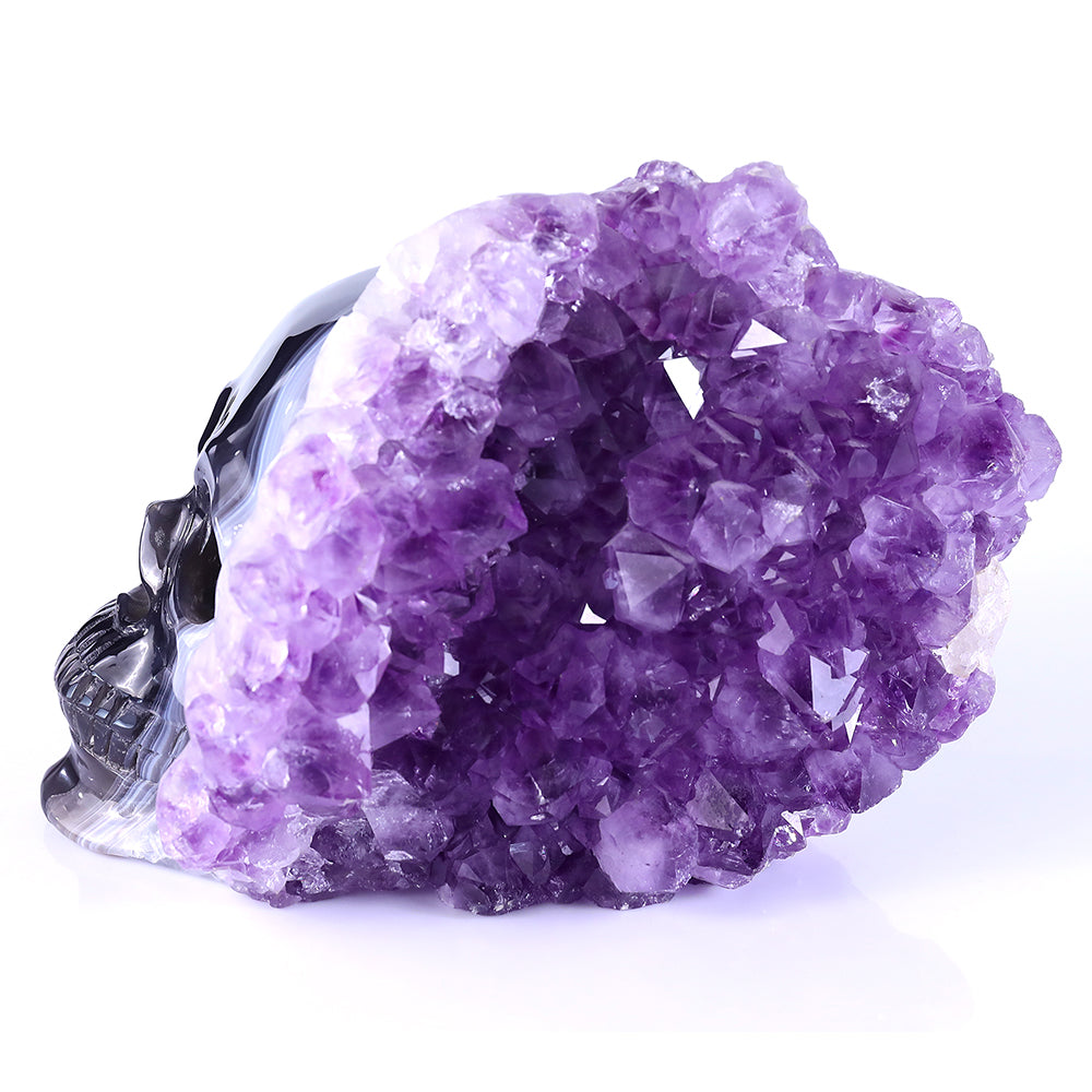 8.4" Amethyst Cluster Human Skull Carving Sculpture piece 3100256 view 8