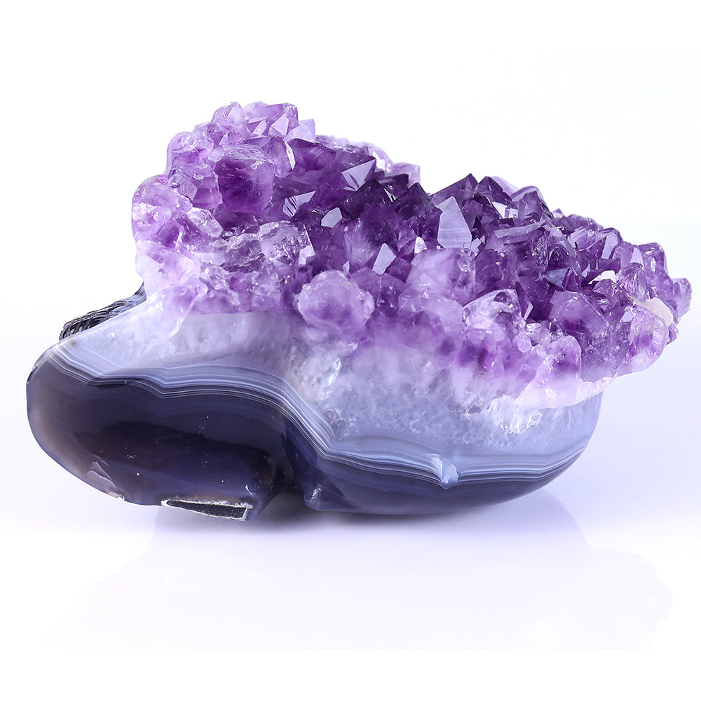 8.4" Amethyst Cluster Human Skull Carving Sculpture piece 3100256 view 9