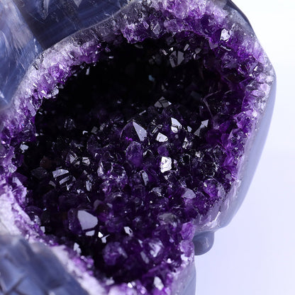 7.5" Amethyst Geode Human Skull Carving Sculpture piece 3100257 view 10