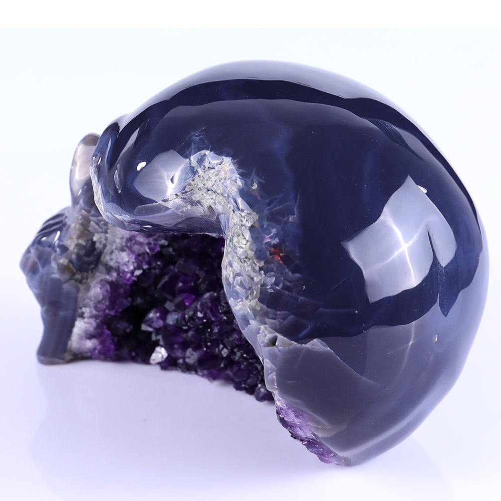 7.5" Amethyst Geode Human Skull Carving Sculpture piece 3100257 view 7